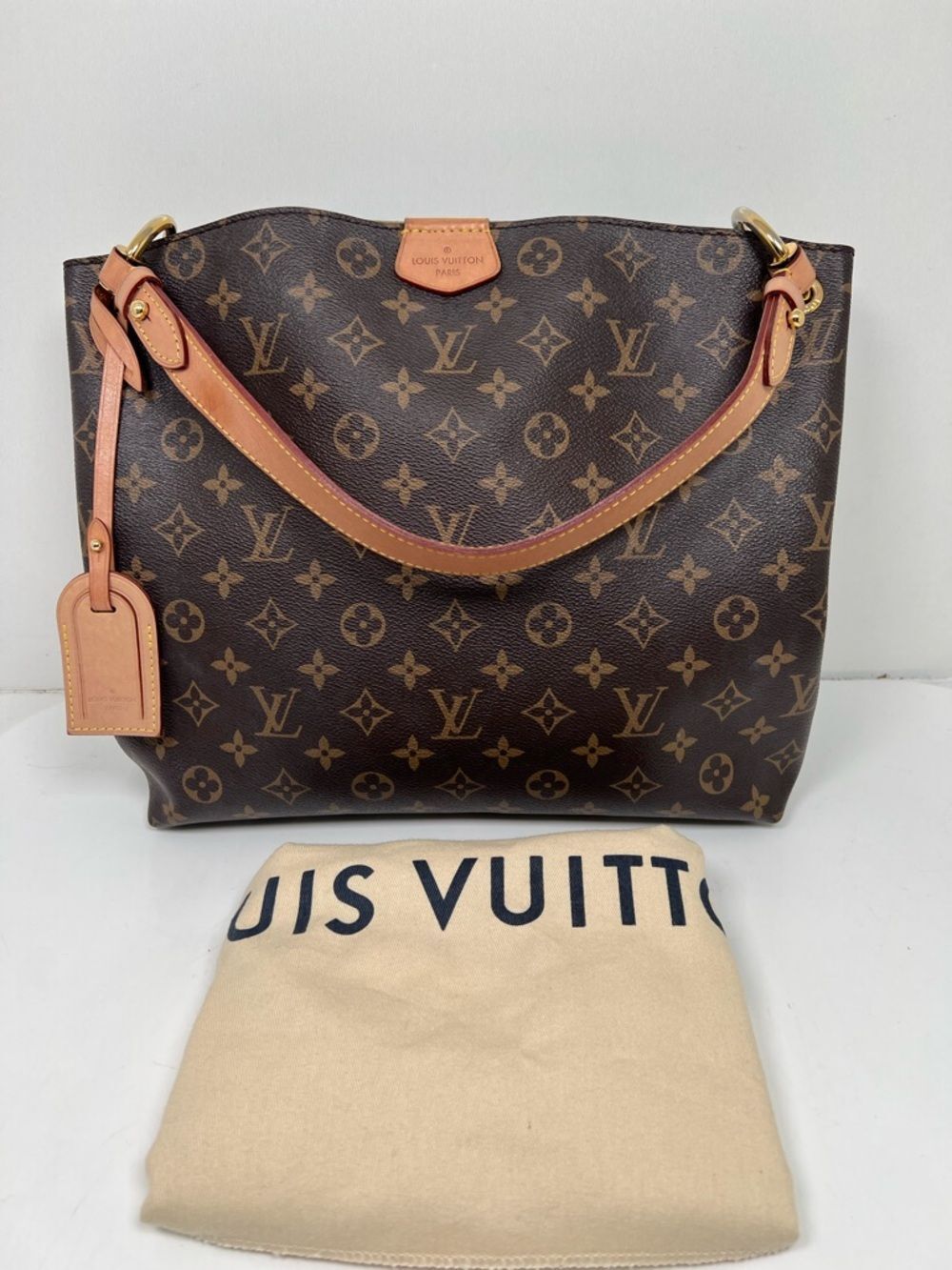 Louis Vuitton Graceful PM Monogram Canvas Shoulder Bag Brown w/ Dust Bag
